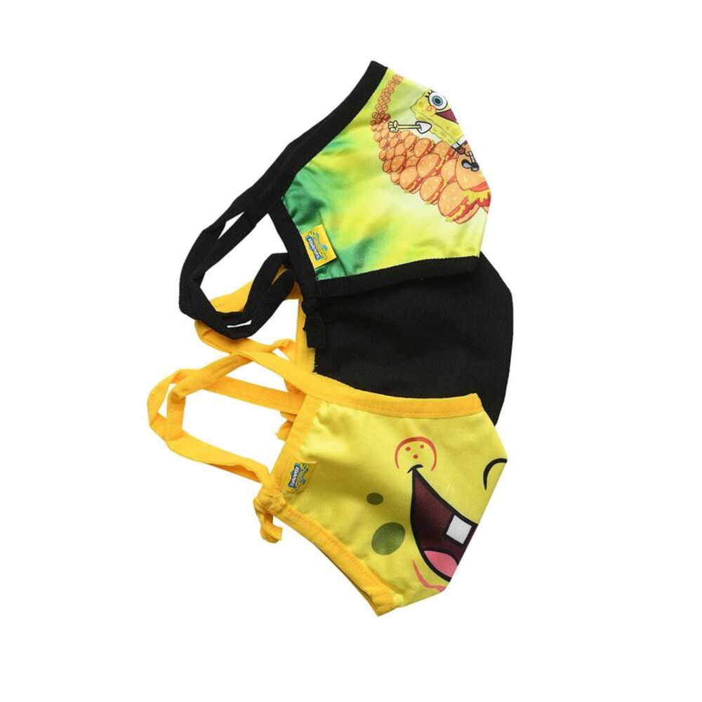 Kids Spongebob Squarepants Reusable Face Masks 3 Pack Smiles & Krabby Patties
